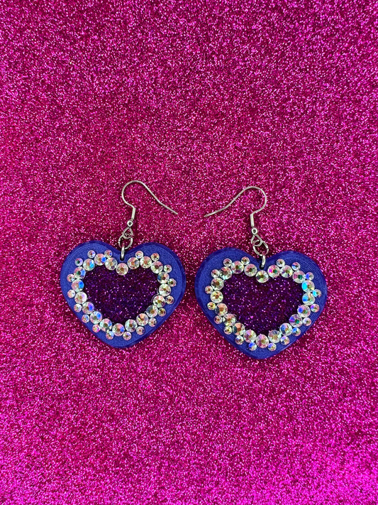 Glitter Embellished Heart Earrings