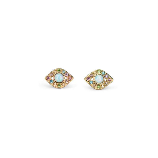 Evil Eye Opal Earrings