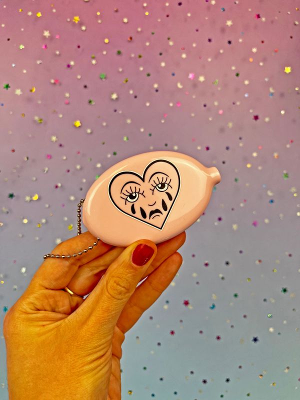 Crying Heart Coin Pouch Keychain