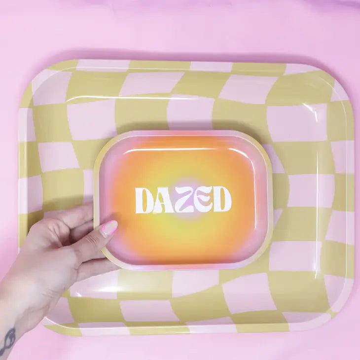 Large Checkered Rolling Tray