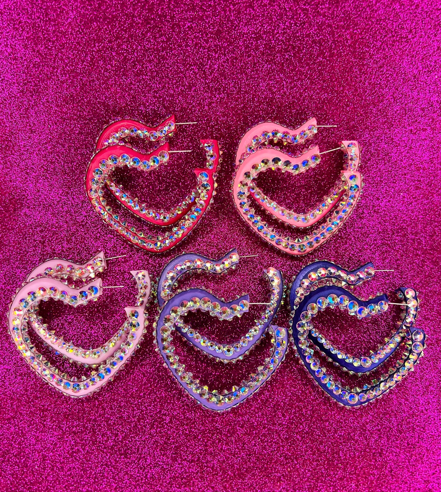 Full Glitz Heart Hoop Earrings