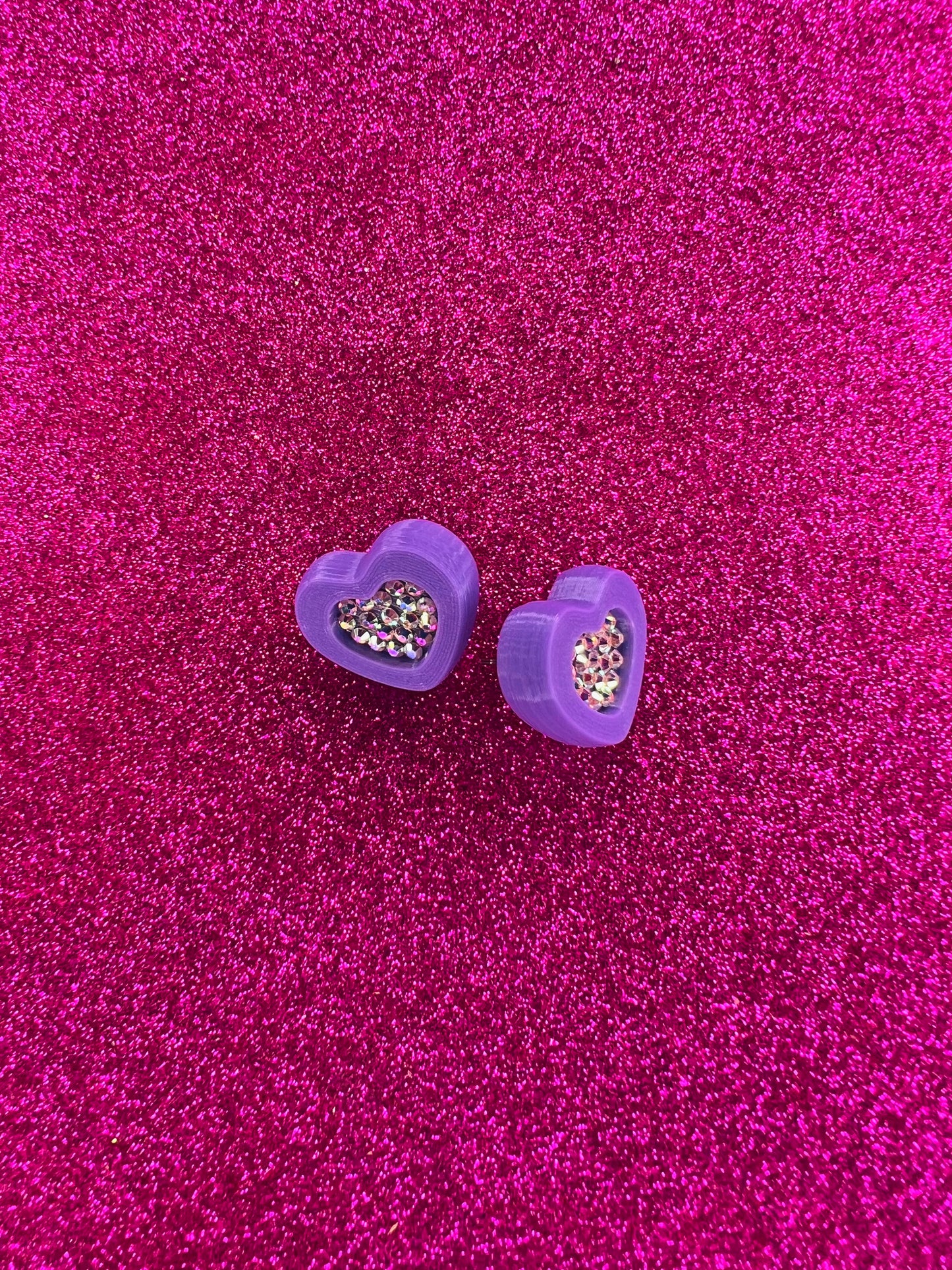 Stoned Heart Stud Earrings