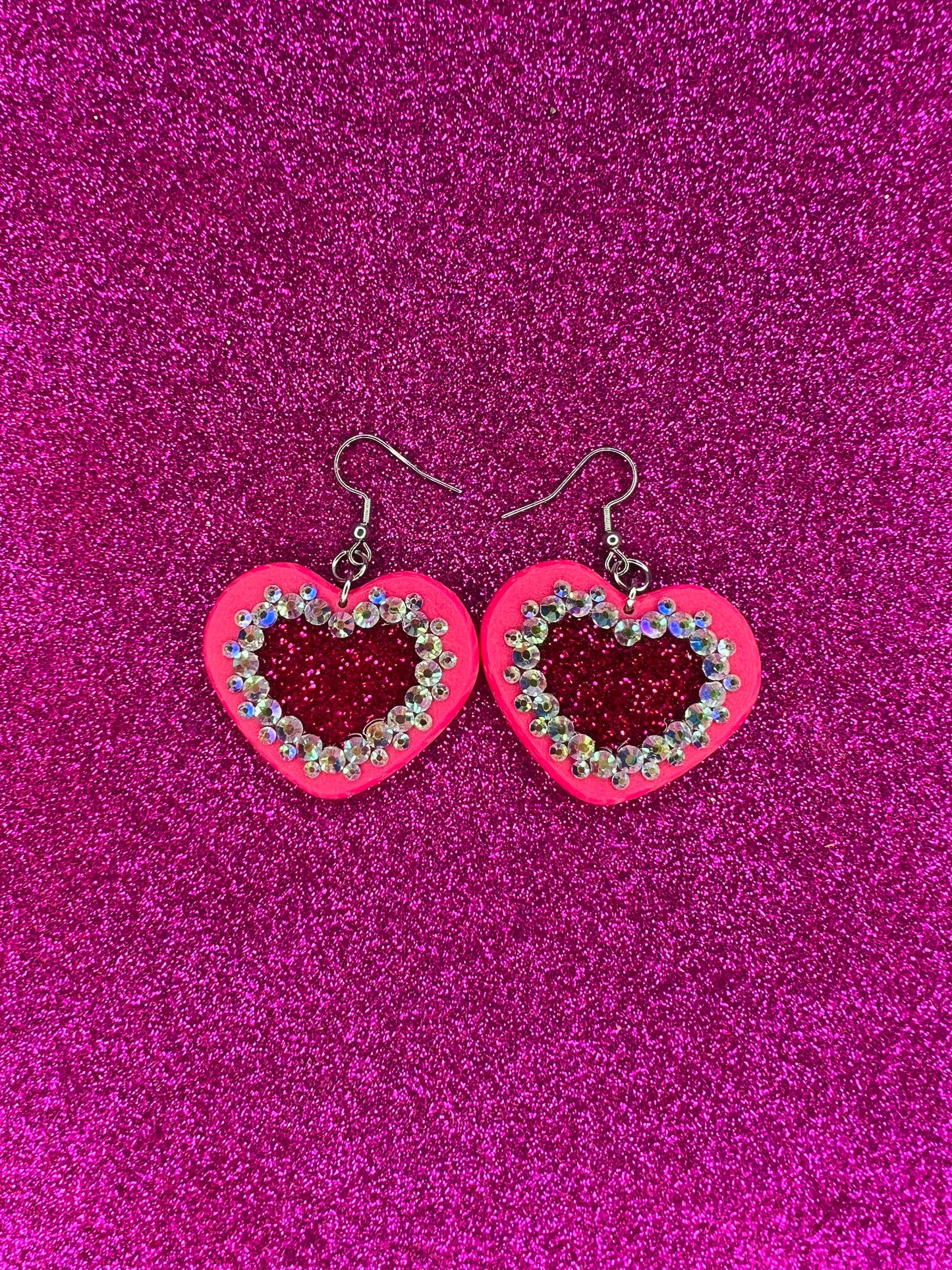 Glitter Embellished Heart Earrings