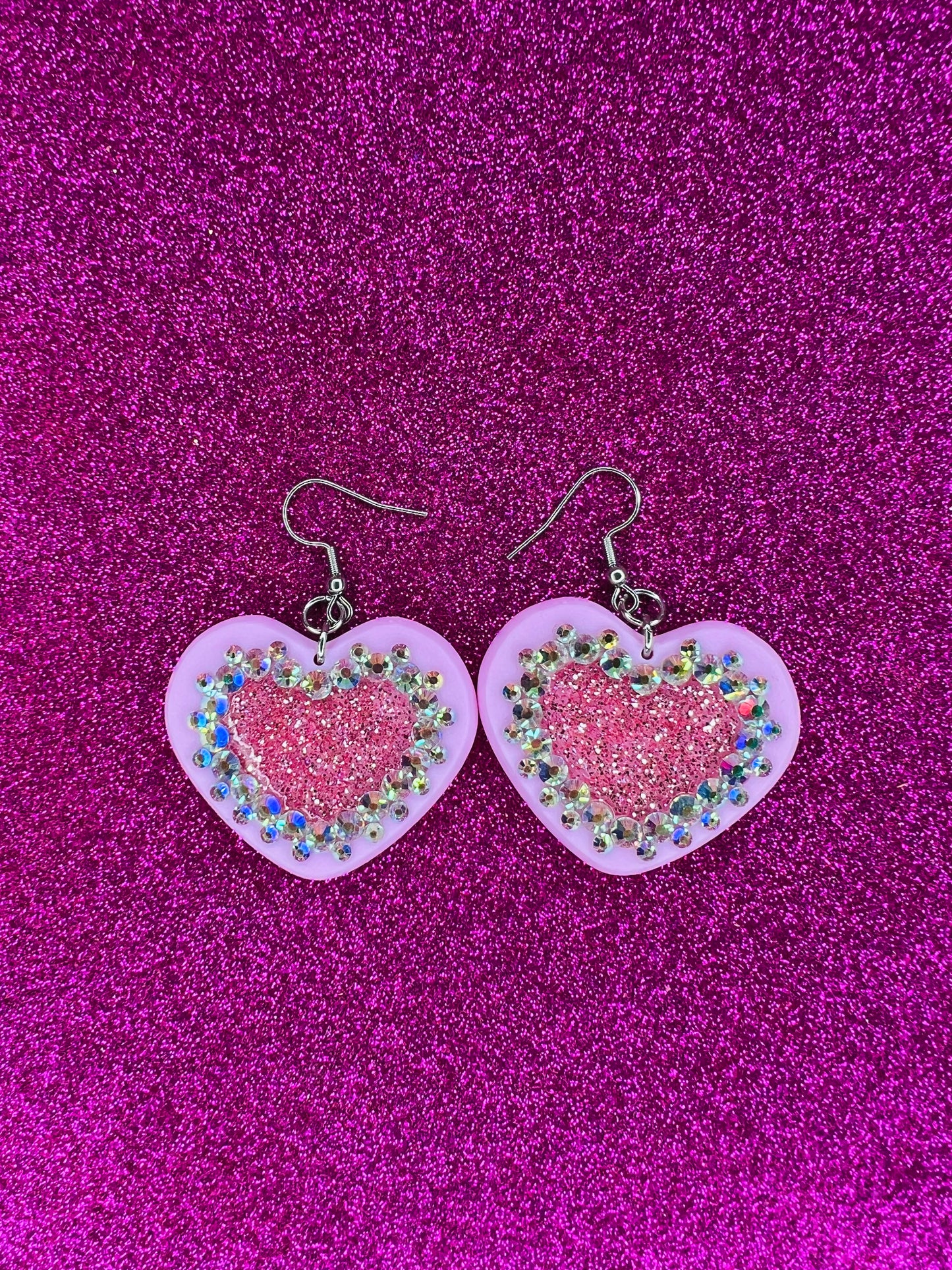 Glitter Embellished Heart Earrings