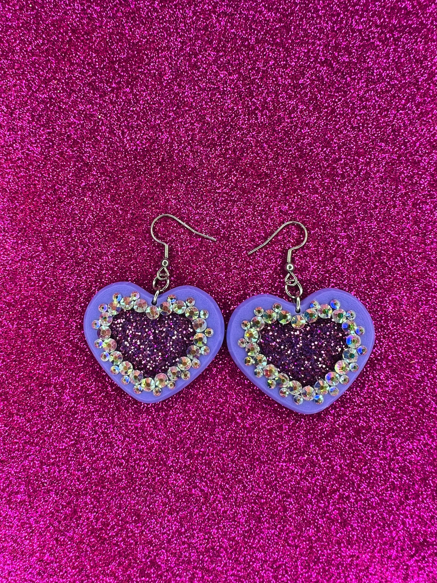 Glitter Embellished Heart Earrings