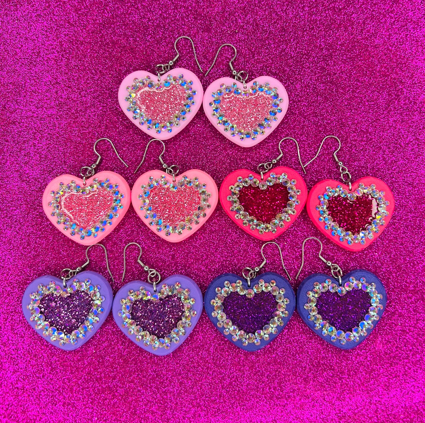 Glitter Embellished Heart Earrings