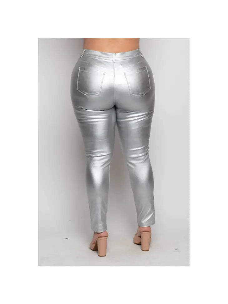 Metallic Silver Pants