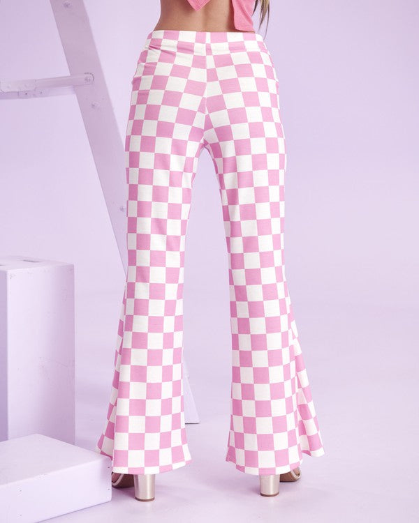 Plus Size Pink Checkered Pants