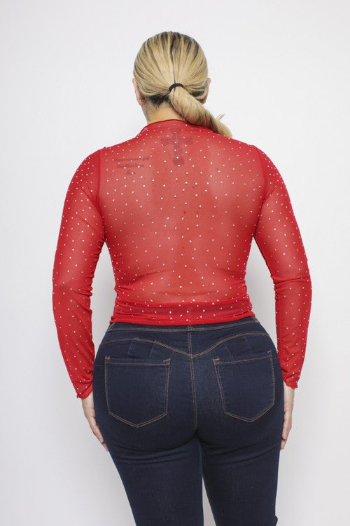 Red Rhinestone Top