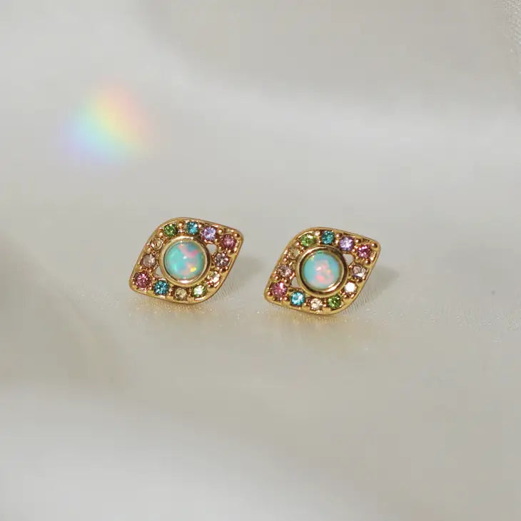 Evil Eye Opal Earrings