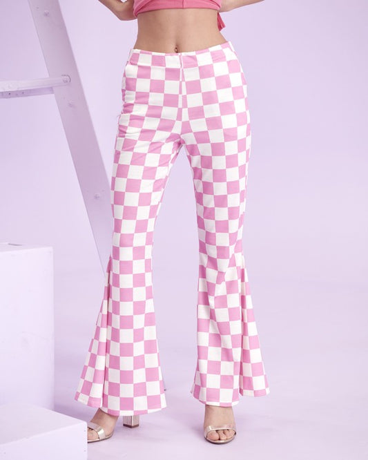 Plus Size Pink Checkered Pants
