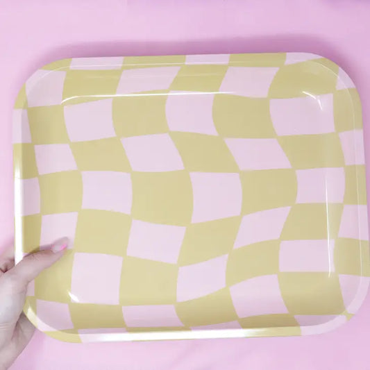 Large Checkered Rolling Tray