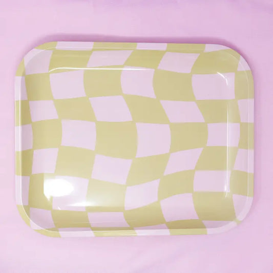 Large Checkered Rolling Tray