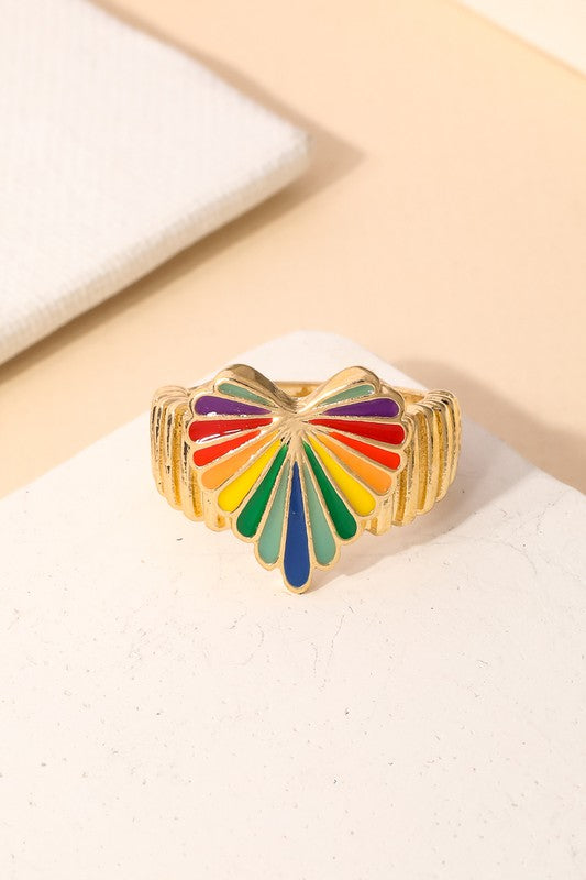 Rainbow Heart Statement Ring