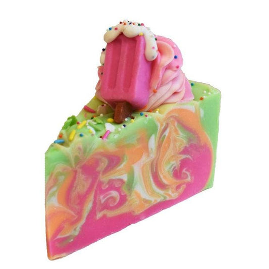 Rainbow Sherbert Soap Cake Slice